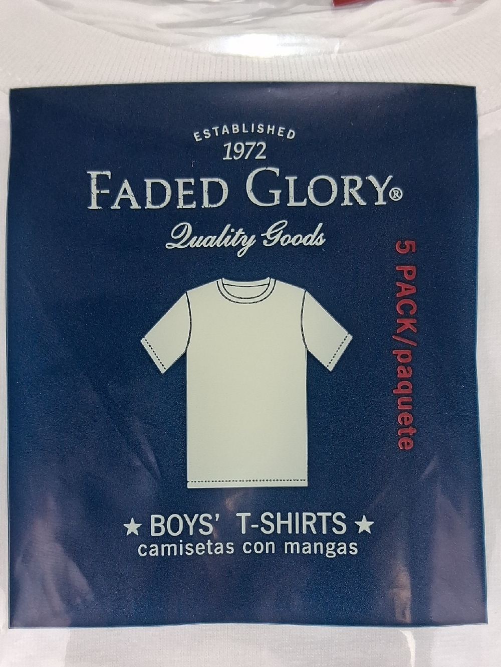 Boys New 5-pack Faded Glory T-shirts Size Small (6/8) White Short Sleeve Crew - Picture 3 of 11